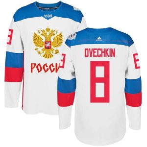 Team Russland Alexander Ovechkin #8 Authentic Weiß Heim 2016 World Cup